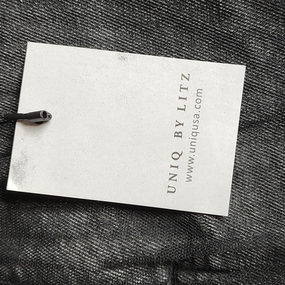Black denim distressed mini skirt with tulle mesh overlay - Picture 7 of 11